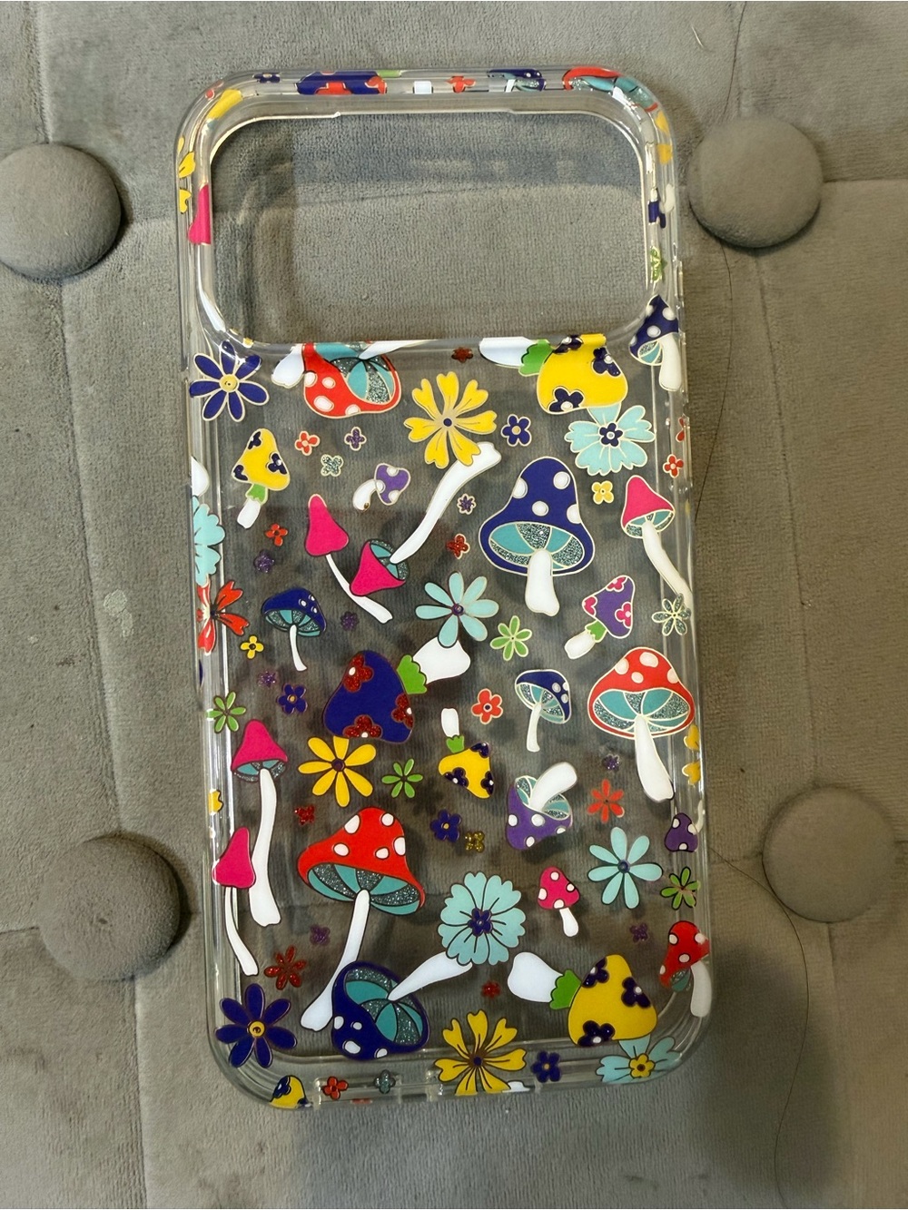 iPhone 17 Pro Max Clear Floral & Mushroom Phone Case - Multicolor